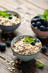 Homemeade  muesli with berry and mint