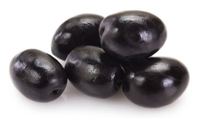 Black olives on white background