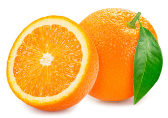 Fresh orange on white background