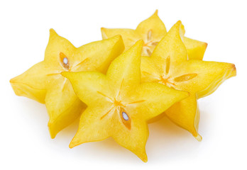 Fresh carambola or starfruit on white background