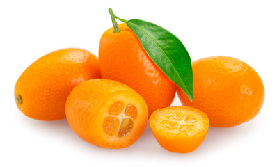 Fresh kumquat on white background