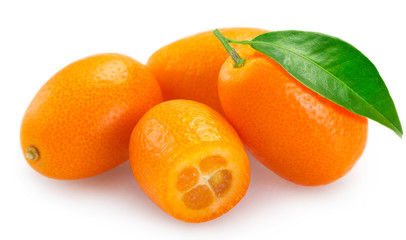 Fresh kumquat on white background