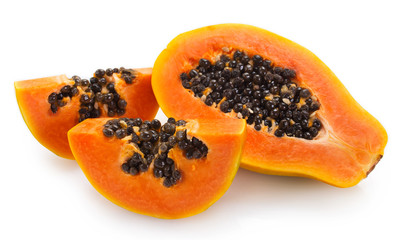 Fresh papaya on white background