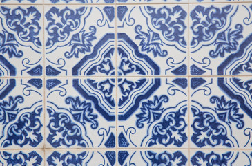 Portugese decorative tiles in the old house 