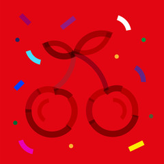 Cherry icon on modern colorful background