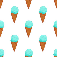 Blue Ice cream seamless pattern