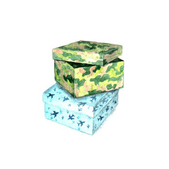 illustration of watercolor gift boxes