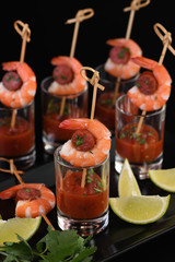 Appetizer shrimp with chorizo sausage