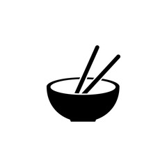 Chinese Plate with Chopsticks, Soup Flat Vector Icon