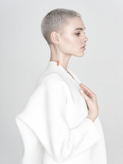 Young model with short hair - obrazy, fototapety, plakaty