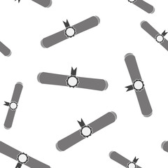 Vector icon of a rolled up sheet with a stamp. Flat image diploma rollpattern on a white background.