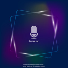 Vector neon light icon Live music.