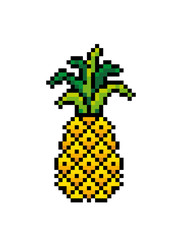 Pineapple icon. Pixel art. Scheme of knitting and embroidery.
