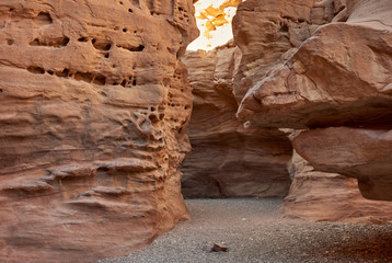 Israel. The surroundings of Eilat. The time speckled maze of the Red Canyon