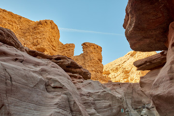 Israel. The neighborhood of Eilat. Sculptures of the Red Canyon