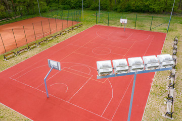 Fototapeta premium Basketball court, Top view of court and baseline, template for tournament and planning, 3d illustration - Stock image