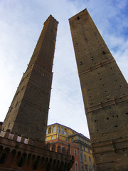 Main medieval towers in Bologna: Asinelli and Garisenda, Italy