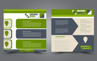 Square flyer design. A cover for brochure.  Website or advertisement banner template. Vector illustration. Green color.