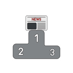 Obraz premium Vector icon concept of newspaper on first place of podium.