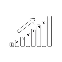 Vector icon concept of earnings sales bar moving up.