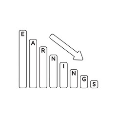 Vector icon concept of earnings sales bar moving down.