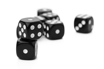 black dice on a white background