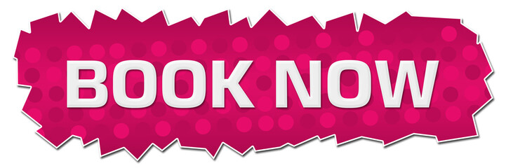 Book Now Pink Dots Background Cutout Horizontal 