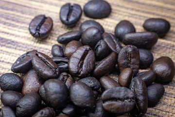 coffee  roasted on wood texture close up image.