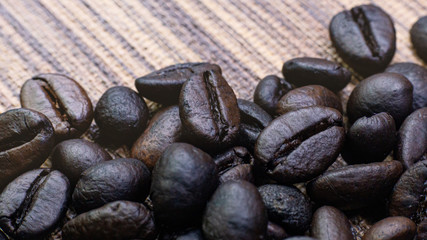 coffee  roasted on wood texture close up image.