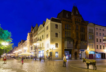 Fototapeta premium Torun old town streets and building in twilight, Poland