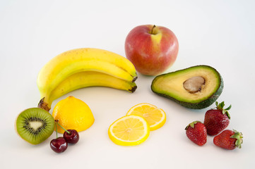 Fresh Fruits on White Background