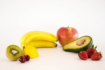 Fresh Fruits on White Background