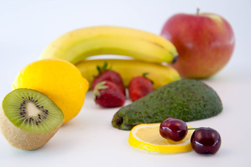 Fresh Fruits on White Background