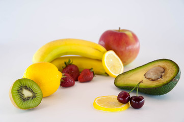 Fresh Fruits on White Background