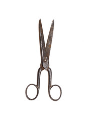 old vintage scissors on a white background