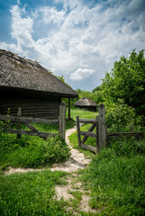 Fototapeta na wymiar Beautiful scenery of the traditional ukrainian country village