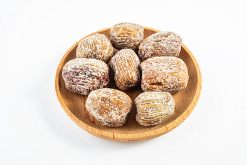 a dish of soup ingredients on a white background