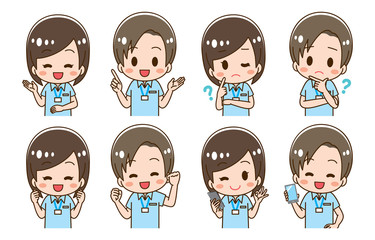 Caregiver helper staff illustration set