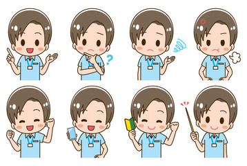 Caregiver helper staff illustration set