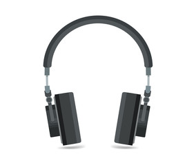 Headphones icon, flat design sound music illustration, music equipment