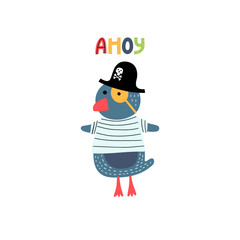 Cute penguin pirate illustration