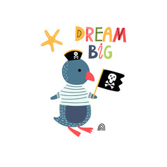 Penguin pirate with lettering card