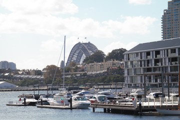 Nice romantic harbour in Sydney with the harbour bridge in the background