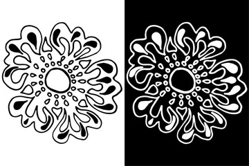 flower herb floral hand drawn sketch black and white doodle