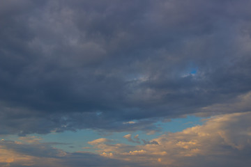 Obraz premium Beautiful photo of clouds in the blue sky, A flock of little clouds