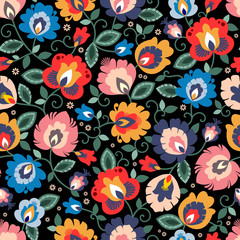 Fototapeta premium Beautiful Polish traditional floral folk pattern vector