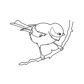 recommend clip art: Cute bird  sat on branch - cartoon character, vector illustration. Coloring book for children.
