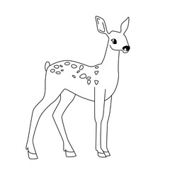 Cute deer cartoon character, vector illustration. Coloring book for children.