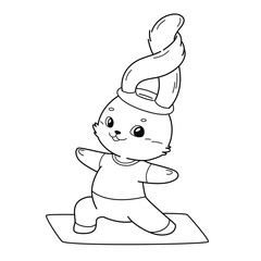 Cute hare cartoon character, vector illustration. Coloring book for kids.