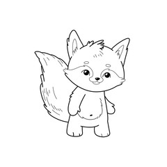 Cute raccoon cartoon character, vector illustration. Coloring book for kids.